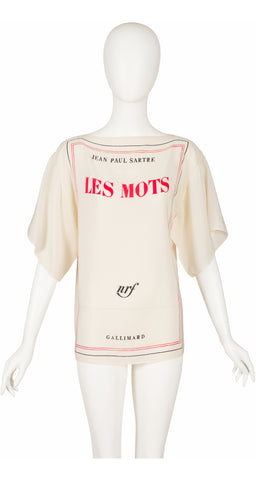 1989-90 F/W Jean-Paul Sartre "Les Mots" Book Cover Silk Top