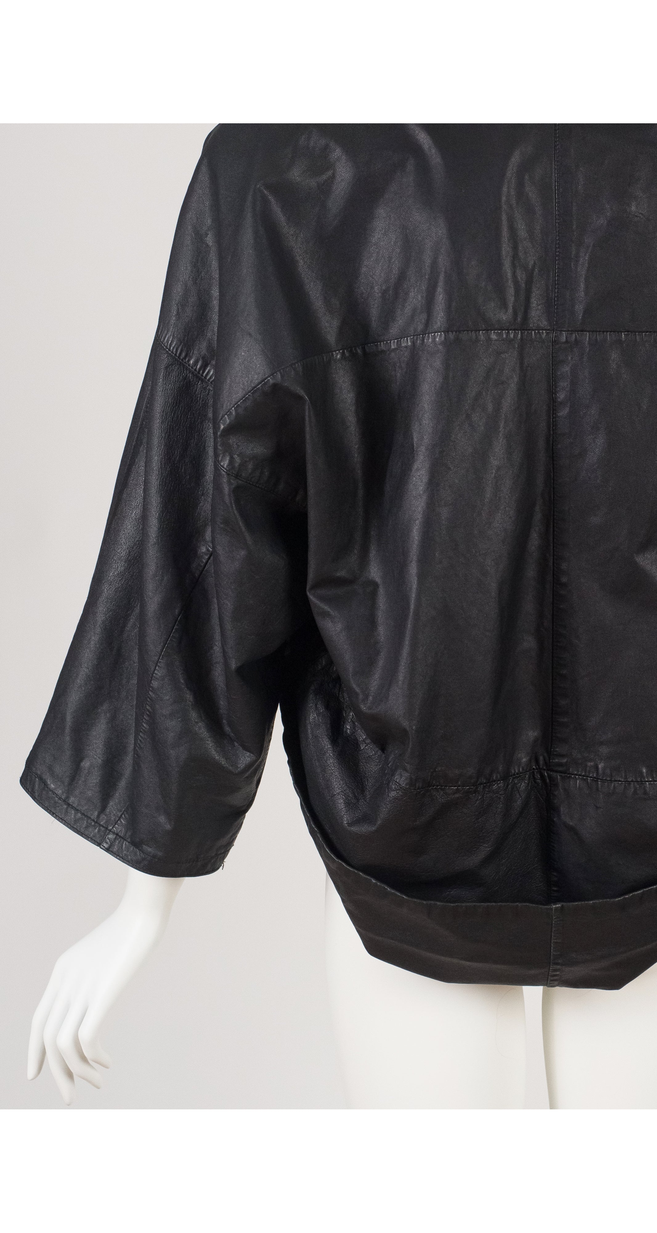 1986 S/S Black Leather Cropped Shrug Jacket