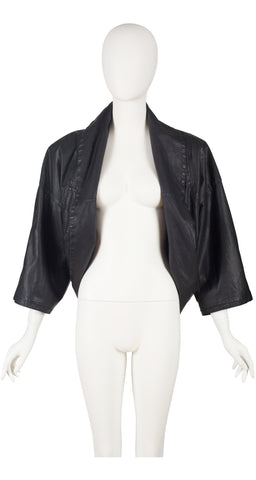 1986 S/S Black Leather Cropped Shrug Jacket