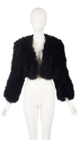 1990s Black Marabou Feather Chubby Jacket