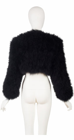 1990s Black Marabou Feather Chubby Jacket