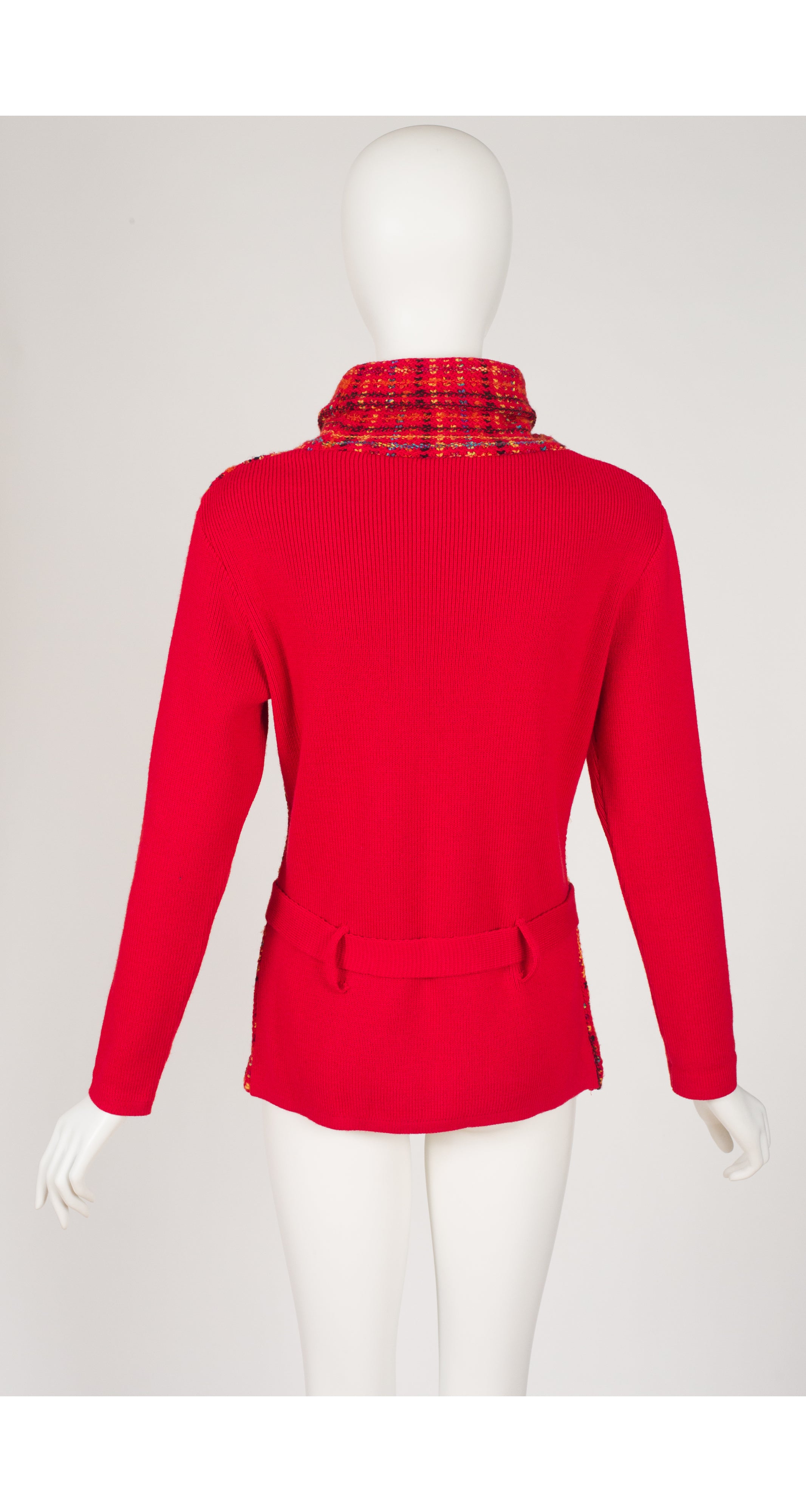 1990s Red Bouclé Wool Turtleneck Sweater