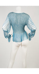 1971 Documented Blue & Silver Lurex Knit & Metal Chain Top