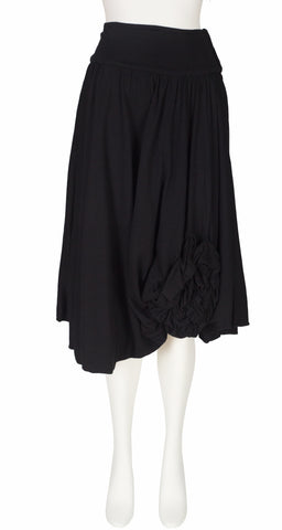 1980s Black Wool Jersey High-Waisted Skirt