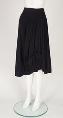 1980s Black Wool Jersey High-Waisted Skirt