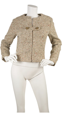 1960s Beige Tweed Cropped Jacket