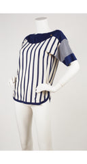 1970s Navy & White Striped Cotton Boatneck T-Shirt