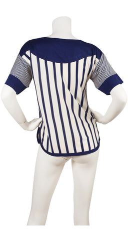 1970s Navy & White Striped Cotton Boatneck T-Shirt