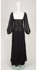 1988-89 F/W Black Lace Bustier Silk Chiffon Evening Gown