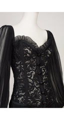 1988-89 F/W Black Lace Bustier Silk Chiffon Evening Gown