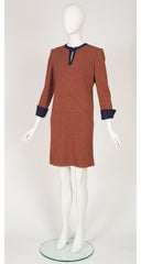 1980s Copper Wool Jersey Day Dress