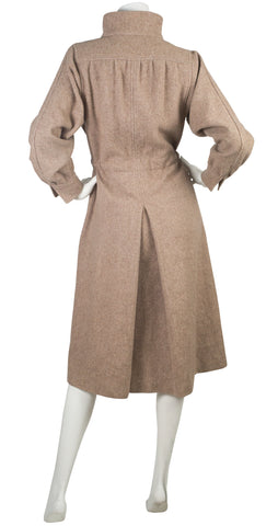 1970s Beige Wool & Canvas Drawstring Coat