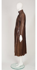 1978-79 F/W Brown Leather Pleated Trench Coat