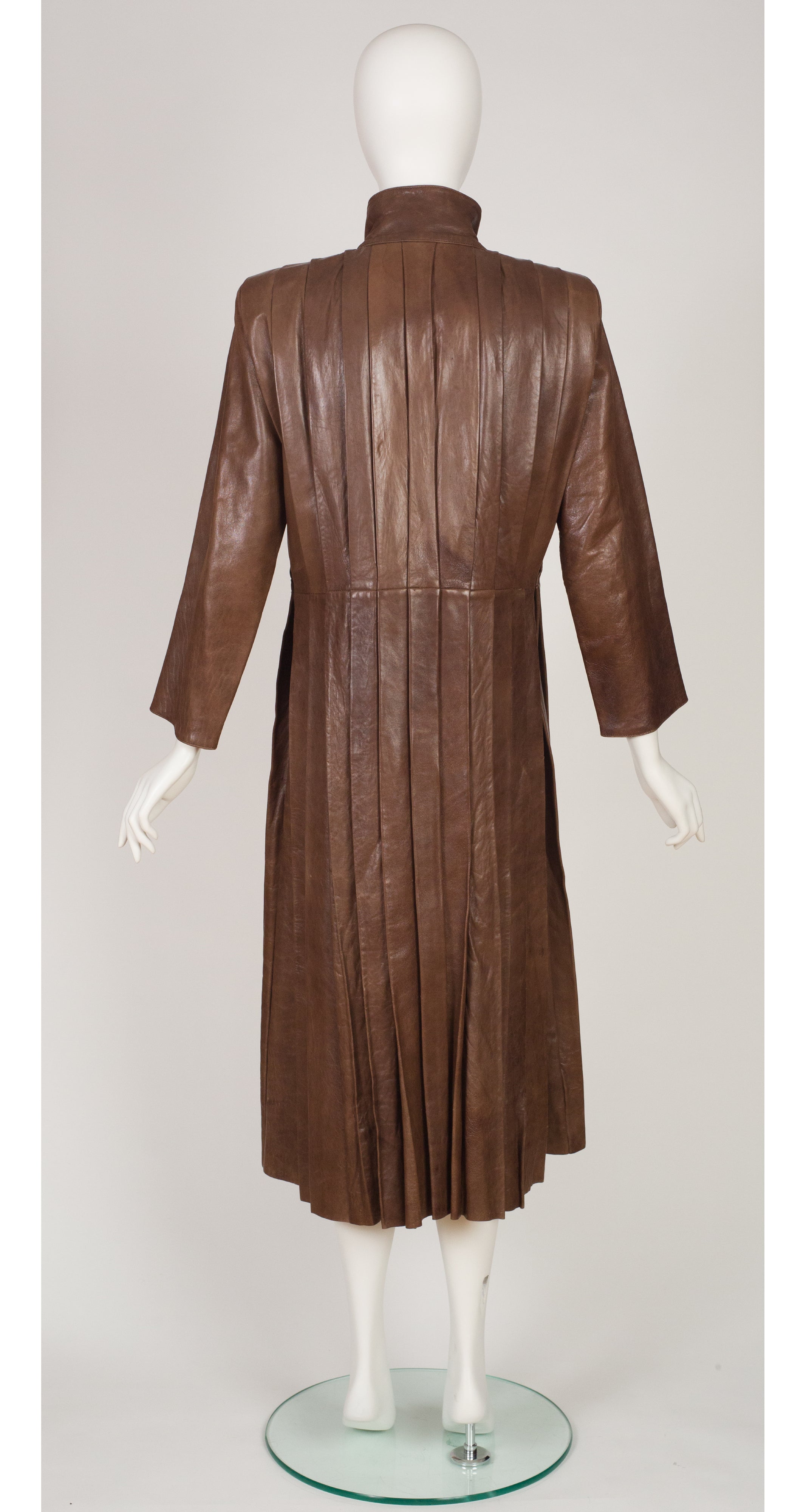1978-79 F/W Brown Leather Pleated Trench Coat