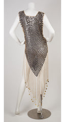 1970s Black & Gold Chainmail Evening Dress