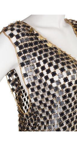 1970s Black & Gold Chainmail Evening Dress