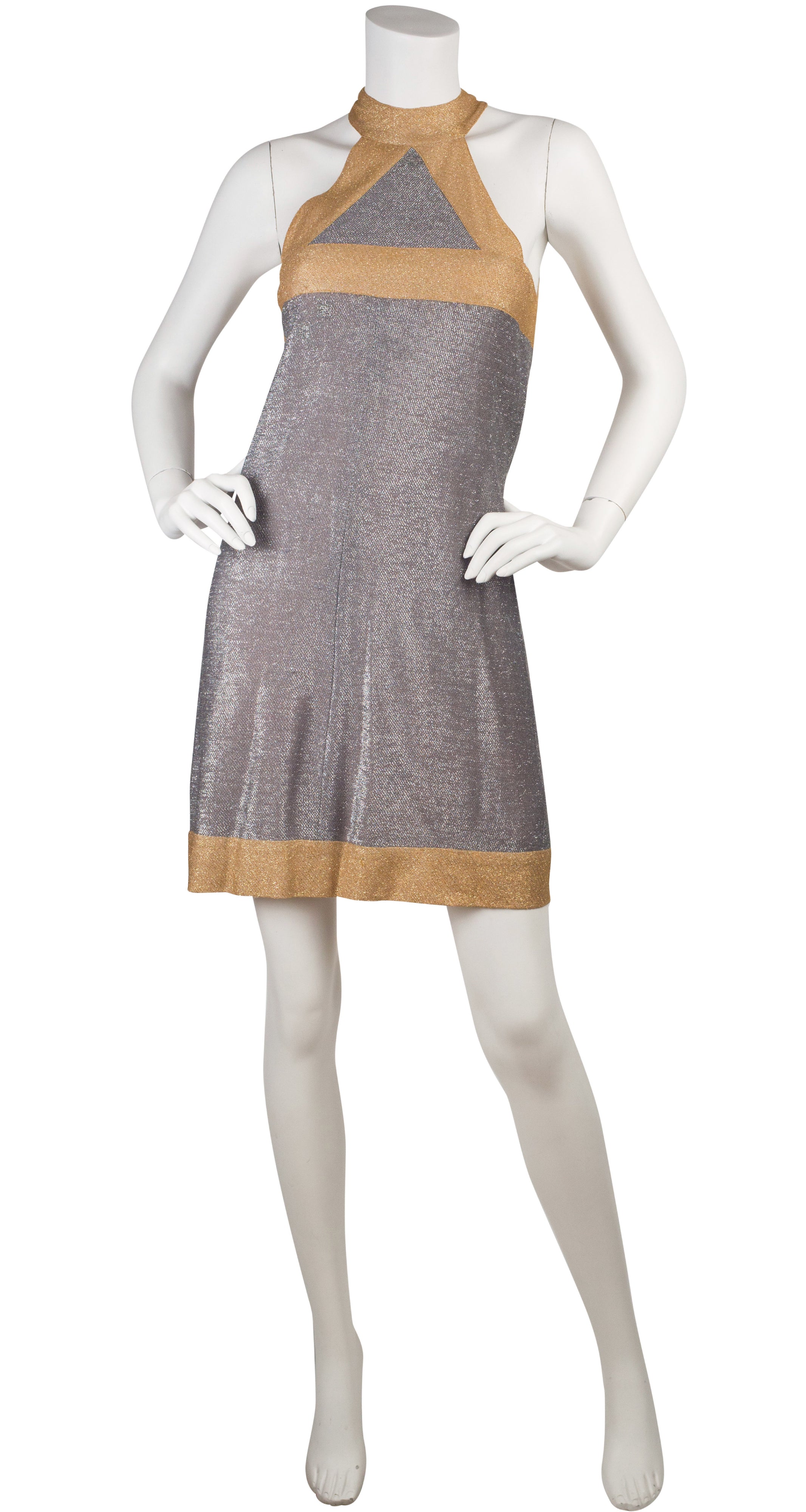 1966 Space Age Gold & Silver Lurex Mini Dress
