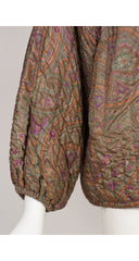 1978 S/S Quilted Paisley Silk Zip-Up Bomber Jacket