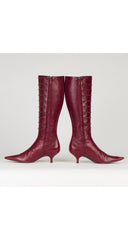 2002 F/W Runway Burgundy Leather High Heel Boots
