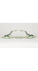 2003 S/S Runway Embellished Green Jacquard Ankle Strap Shoes