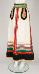 1970s Velvet Ribbon & Floral Appliqué Brocade Maxi Skirt