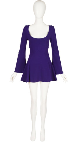 1990s-does-1960s Mod Purple Rayon Jersey Mini Dress