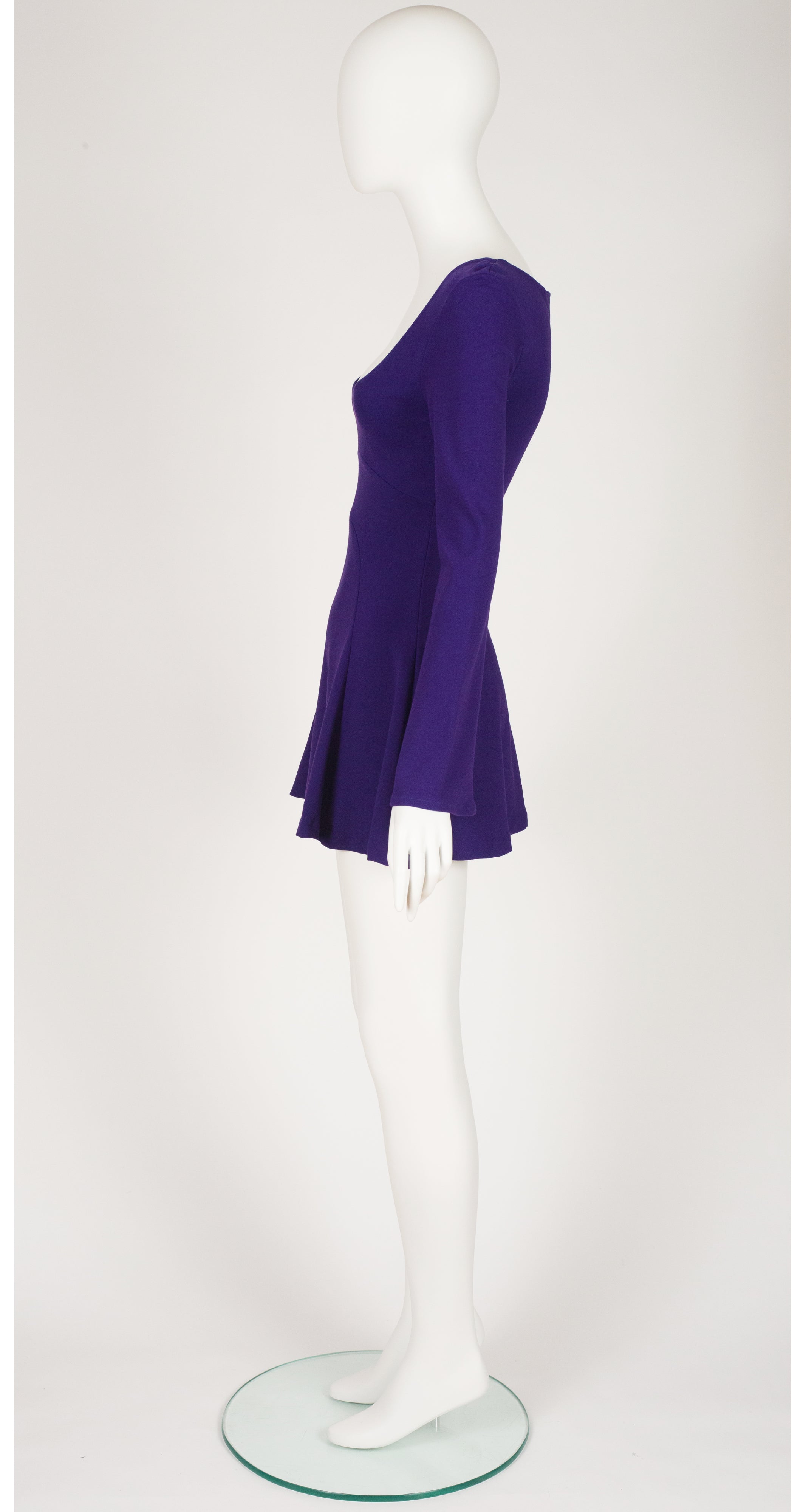 1990s-does-1960s Mod Purple Rayon Jersey Mini Dress