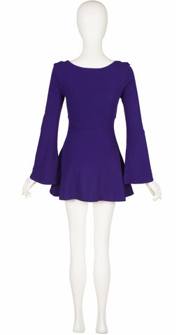 1990s-does-1960s Mod Purple Rayon Jersey Mini Dress