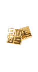 1980s Logo Gold-Tone Square Clip-On Earrings