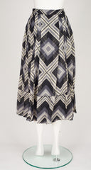 1986 Monochrome Aztec Print Silk Chiffon Pleated Skirt