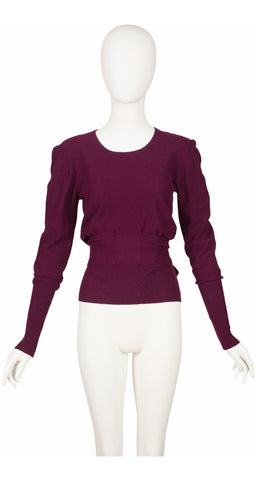 1980s Burgundy Wool Tie-Back Pullover Sweater