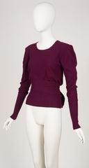 1980s Burgundy Wool Tie-Back Pullover Sweater