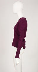 1980s Burgundy Wool Tie-Back Pullover Sweater