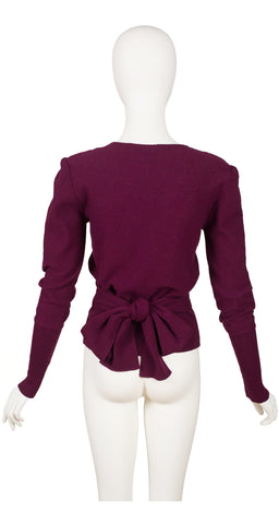 1980s Burgundy Wool Tie-Back Pullover Sweater