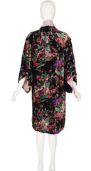 1920s Art Deco Floral Devore Velvet & Lilac Silk Robe