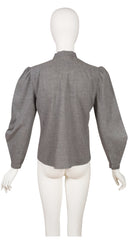 1970s Cut-Out Gray Wool Triangle Sleeve Blouse