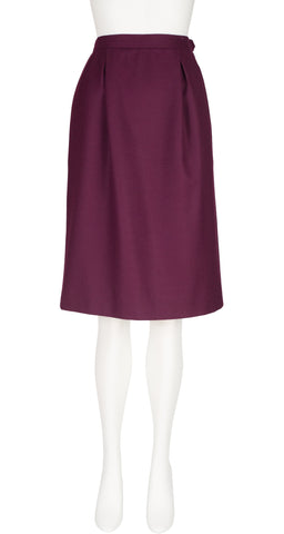 1980s Burgundy Wool High-Waisted Pencil Skirt