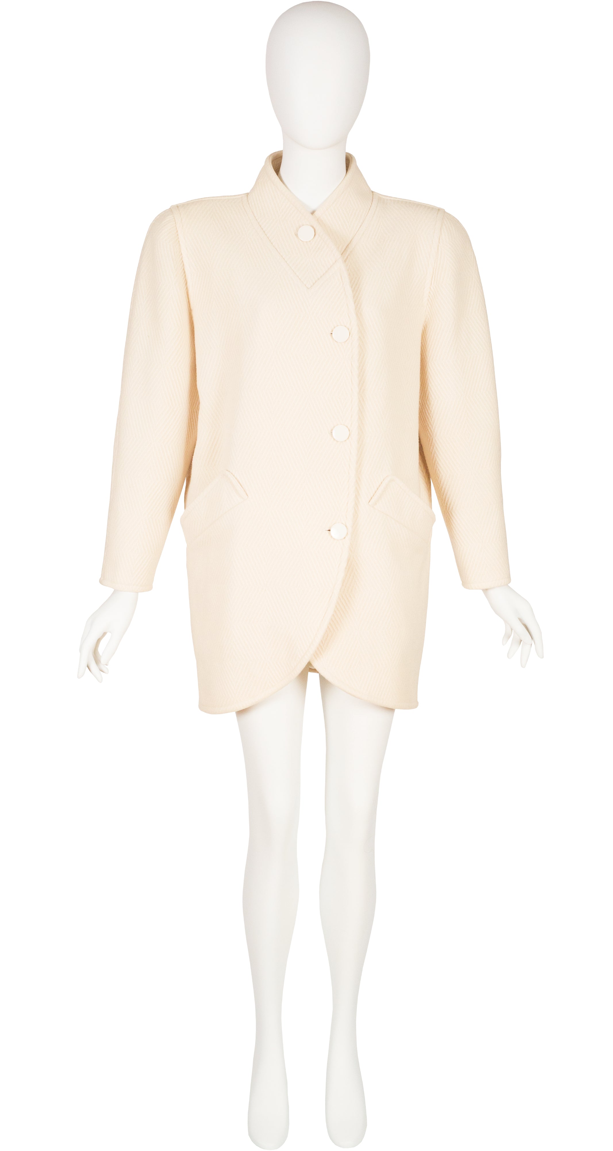 1980s Cream Wool Tapered Short Coat