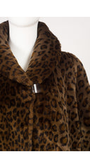 1980s Brown Leopard Print Faux Fur Coat