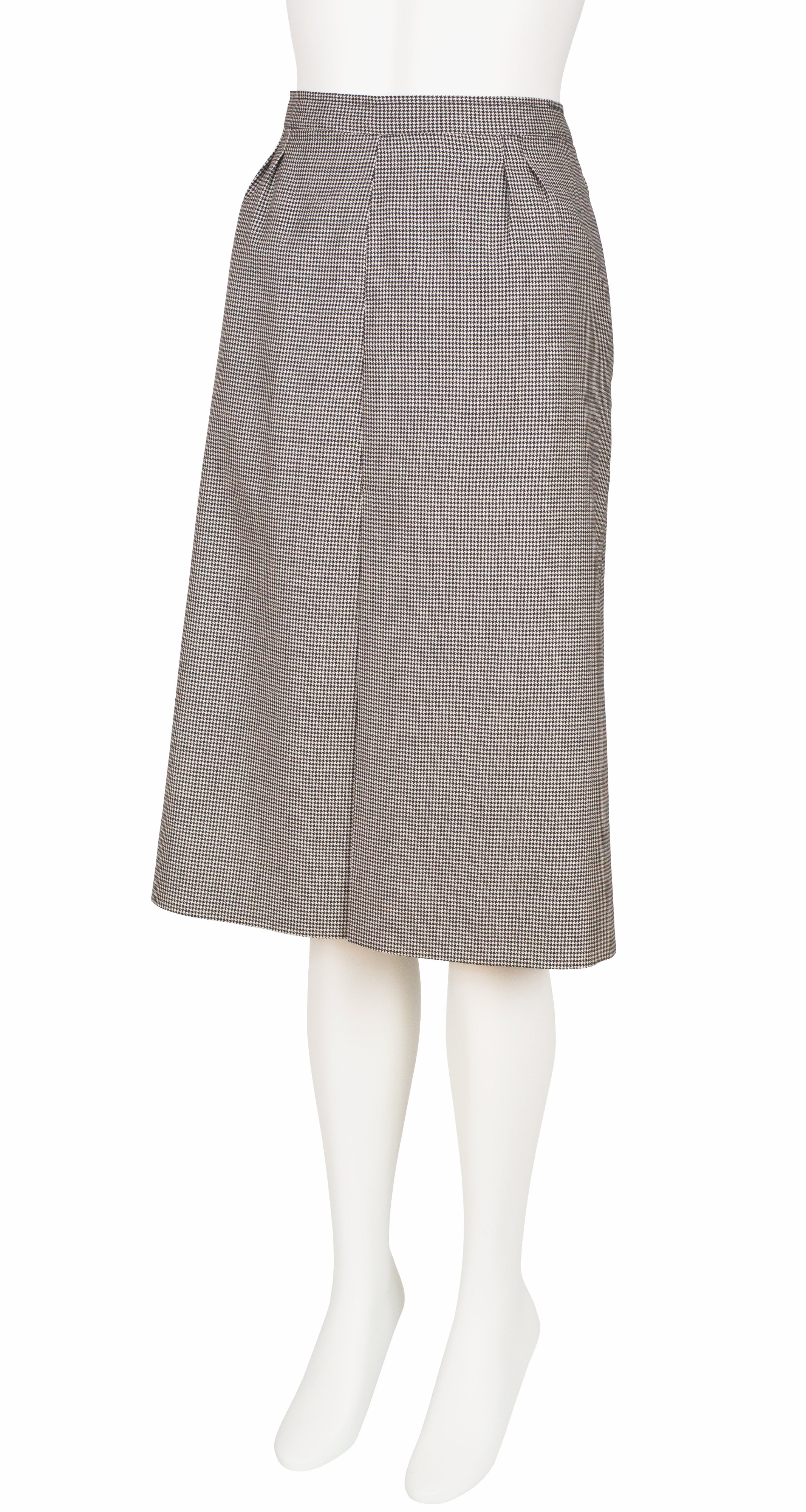 1983 S/S Runway Houndstooth Wool Puff Sleeve Skirt Suit