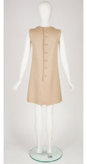 1960s Mod Beige Wool Coat & Shift Dress Set