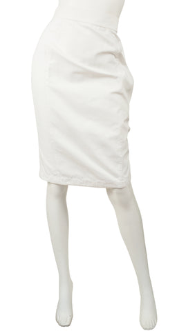 1980s White Cotton High-Waisted Pencil Skirt