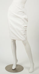 1980s White Cotton High-Waisted Pencil Skirt