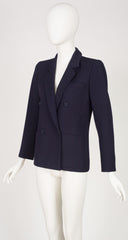 1981 S/S Navy Blue Wool Double-Breasted Blazer