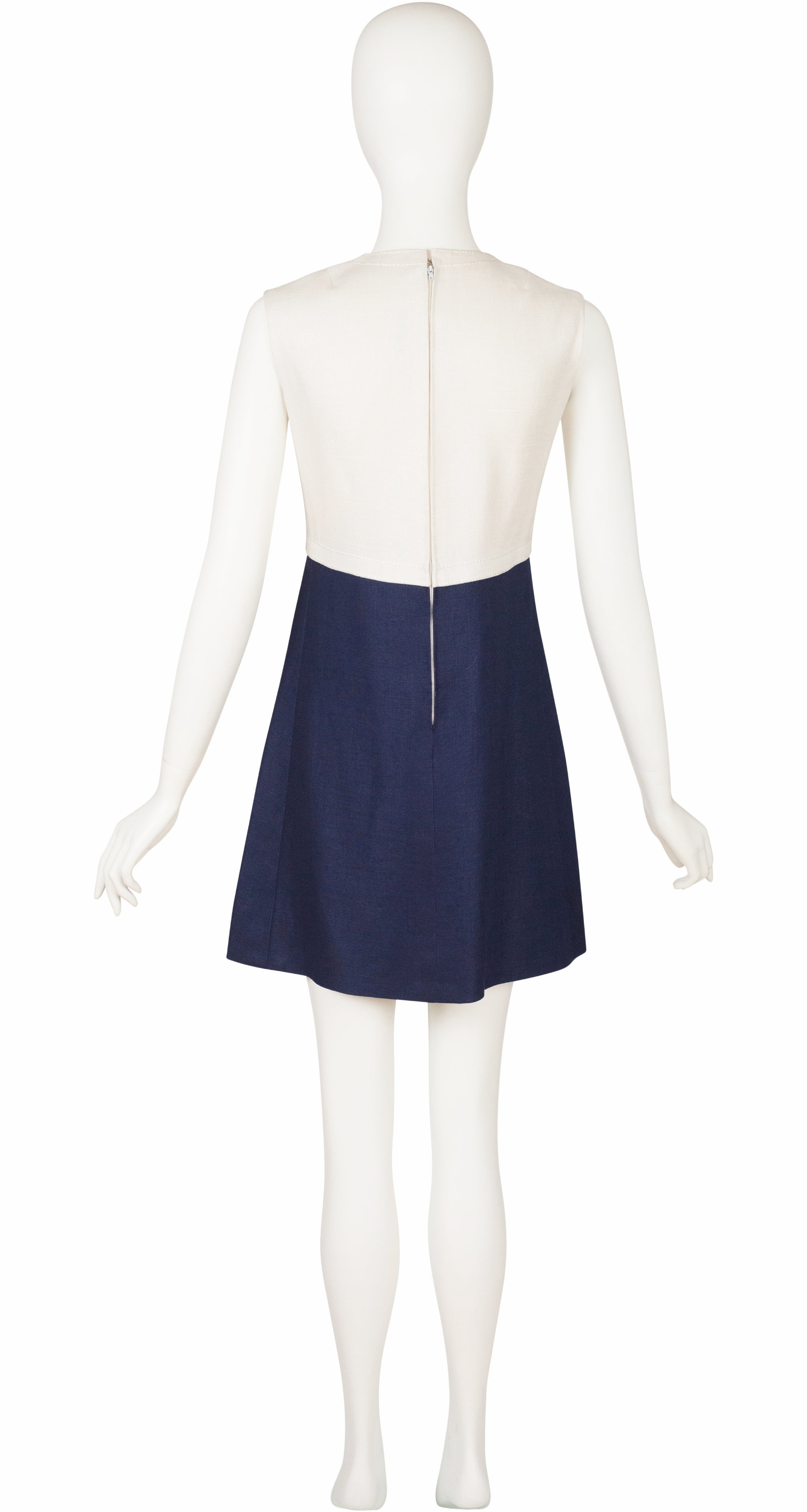 1960s Mod Navy Blue & White Mini Dress