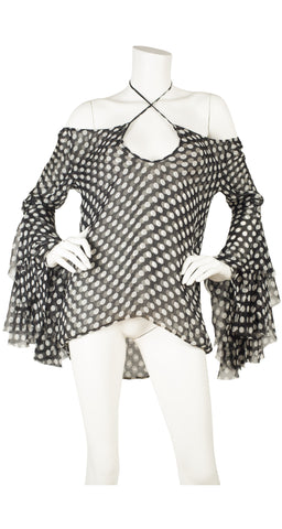 2002 S/S "The Dance of the Twisted Bull" Polka-Dot Silk Chiffon Blouse