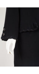 1991-92 F/W Rope Trim Black Wool Collared Oversized Coat