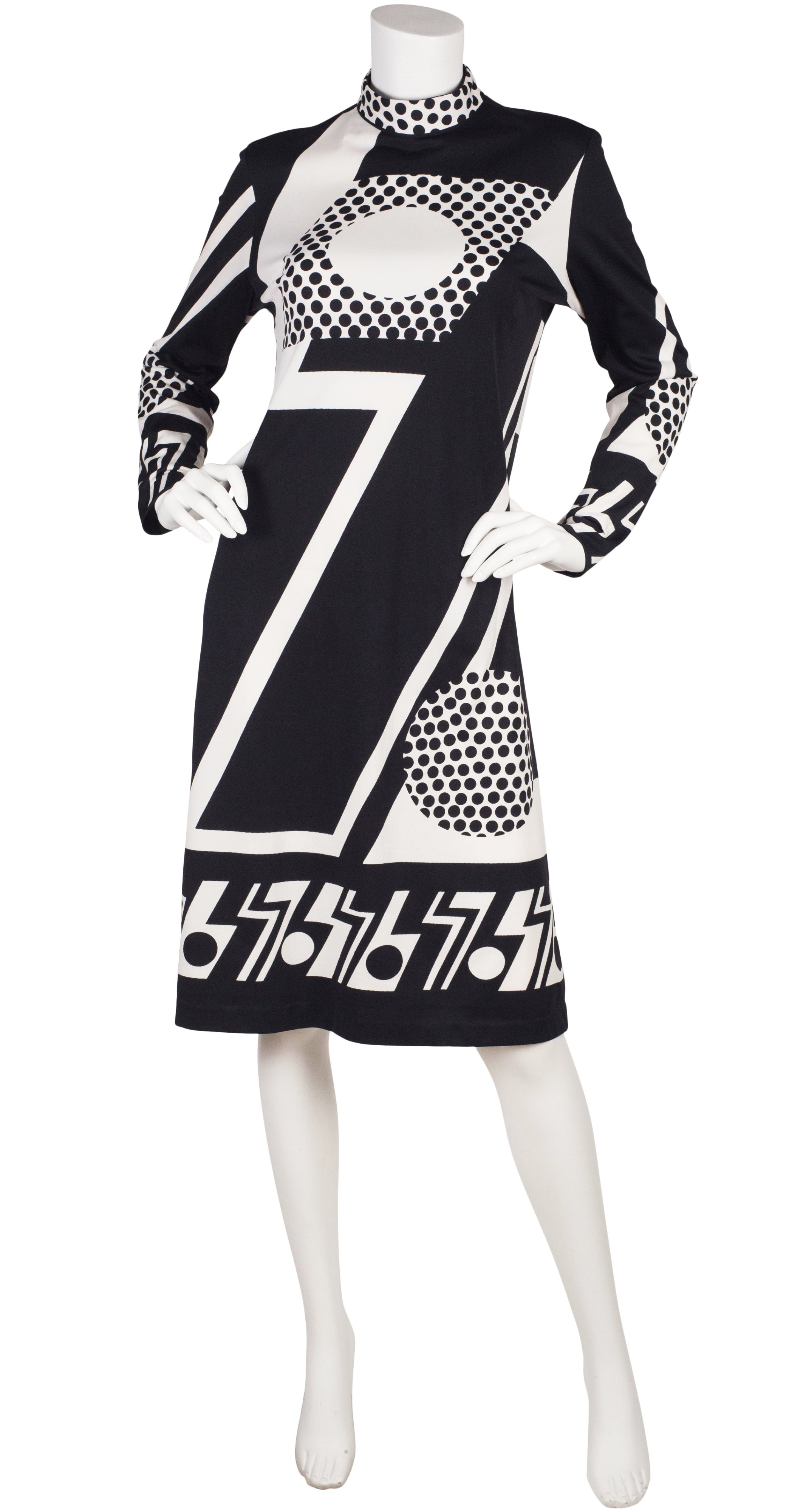 1960s Vintage Black & White Op Art Jersey Dress Featherstone Vintage 1960s Vintage Black & White Op Art Jersey Dress Featherstone Vintage