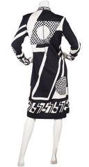1960s Black & White Op Art Jersey Dress