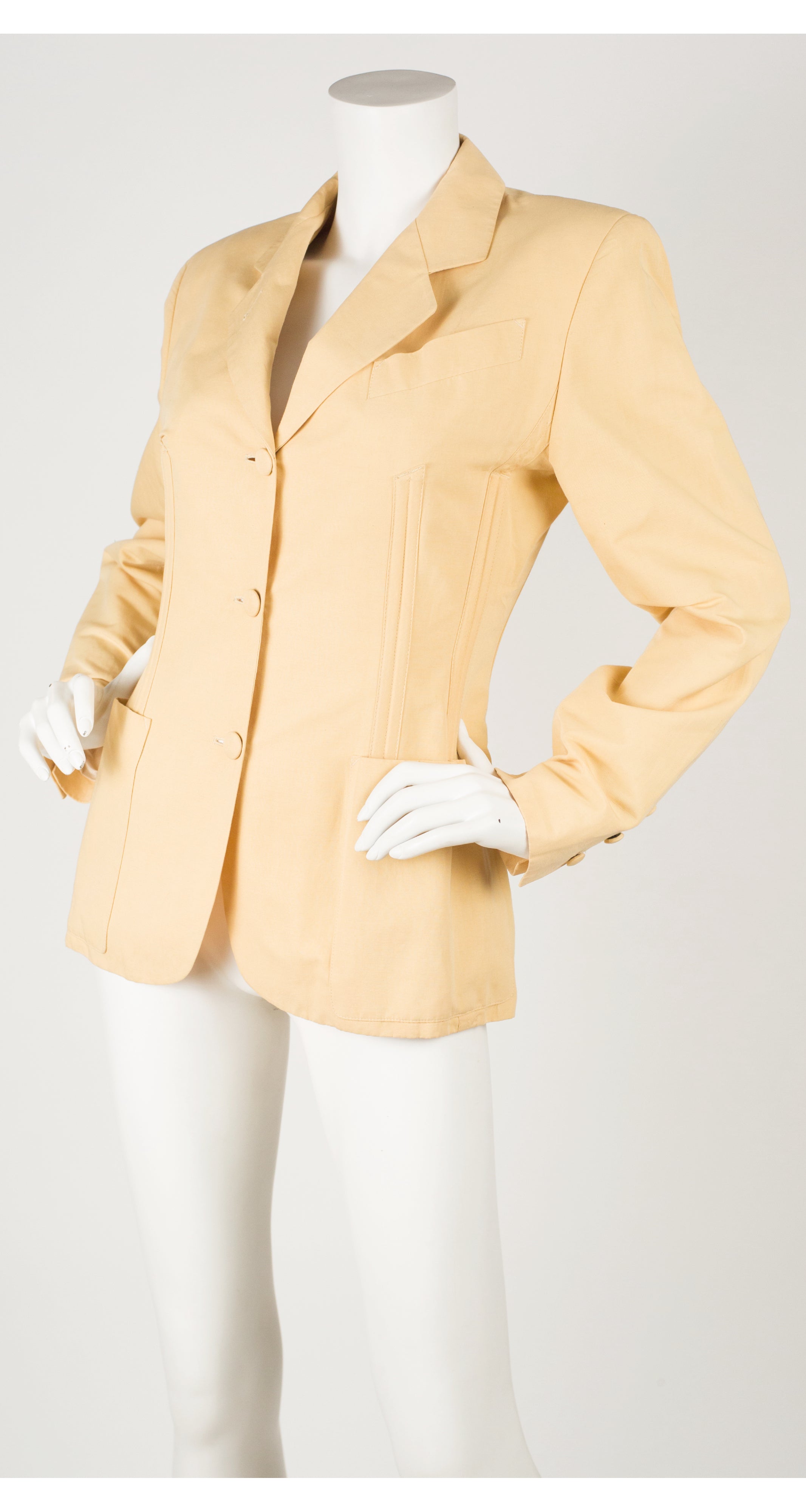 1980s Iconic Butterscotch Linen Corset Jacket
